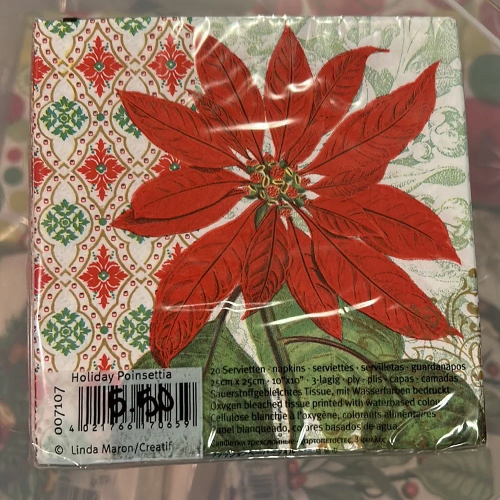 2 pkgs PPD Holiday Poinsettia Christmas Lunch Napkins